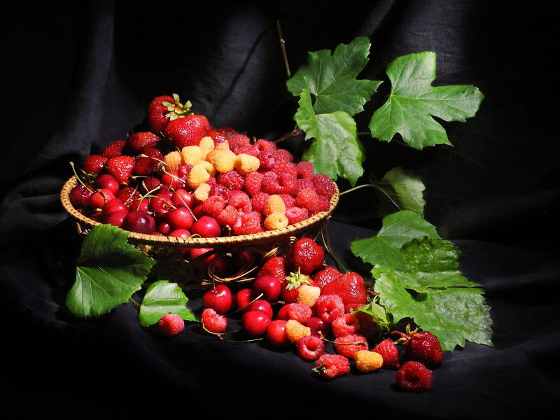 еда, ягоды, вишня, черешня, малина, смородина, сад, дача, Из серии - \