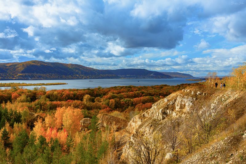 осень, краски осенние, небо, река Осени ярких красок палитраphoto preview