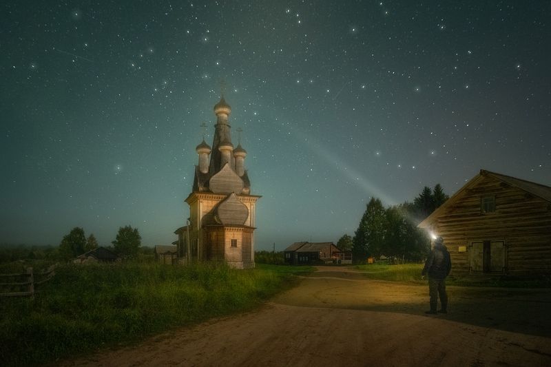 архангельская_область, кимжа, ночь, одигитриевская_церковь Ночь в Сентябреphoto preview