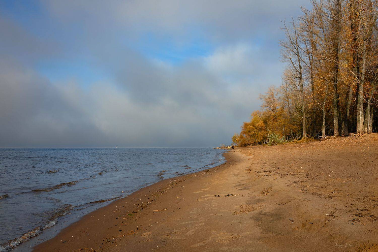 осень, краски осенние, небо, река, Сергей Глебов