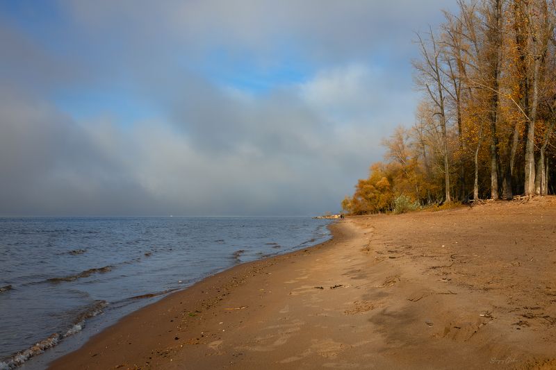 осень, краски осенние, небо, река Утро на берегуphoto preview