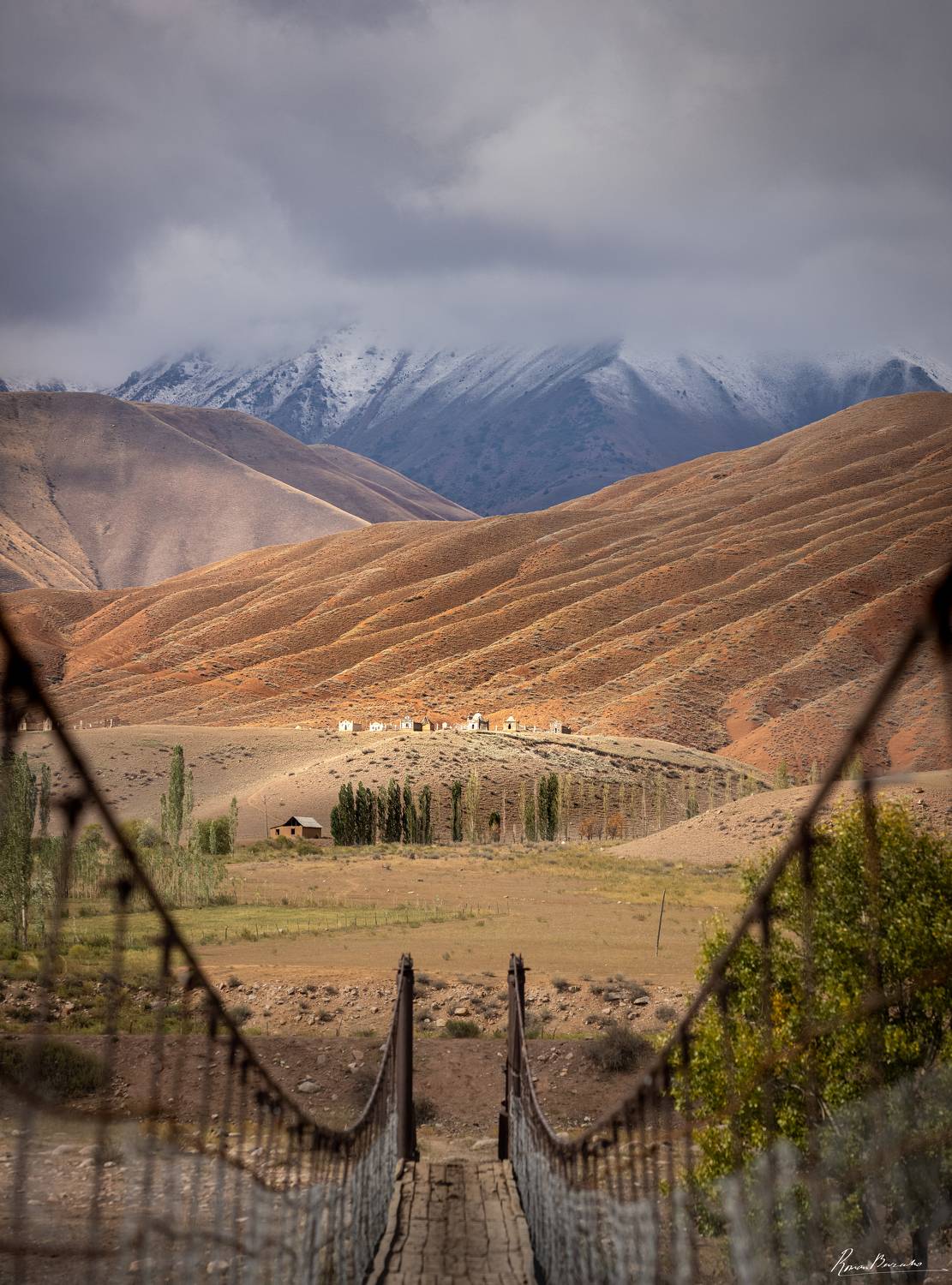 kyrgyzstan, bridge, mountains, hills, landscape, мост, река, пейзаж, холмы, горы, Кыргызстан, Киргизия, Bevzenko Roman