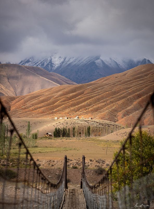 kyrgyzstan, bridge, mountains, hills, landscape, мост, река, пейзаж, холмы, горы, Кыргызстан, Киргизия Bridge of Kyzyl Oii, Kyrgyzstanphoto preview