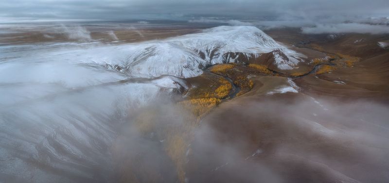 горный алтай, кокоря, алтай, сибирь, кызыл-шин, кызылшин, кош-агачский район, осень, зима, снег, туман Кокоряphoto preview