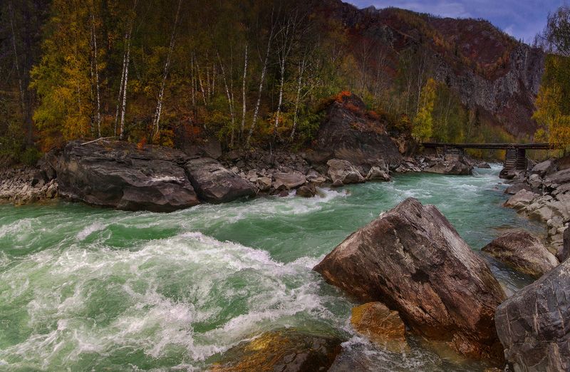 алтай, река, чуя, порог, бегемот, осень, вода У порогаphoto preview