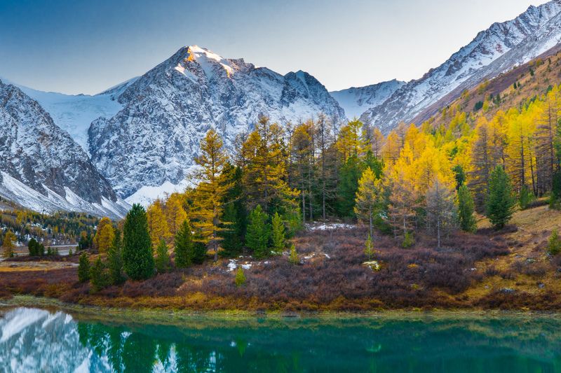 алтай, сибирь, россия, горы, ледник, актру, осень, пейзаж Караташ и Актру осенниеphoto preview