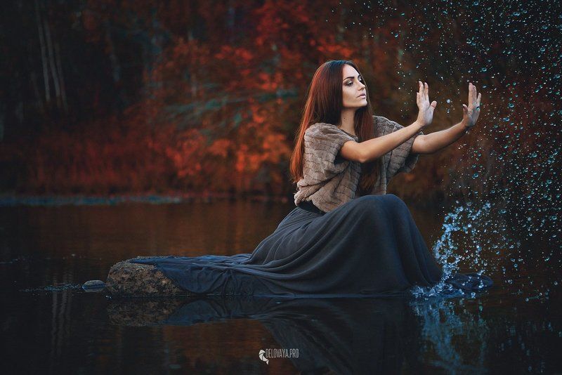 hair, girl, woman, model, view, profile, magic, soul, truth, curls, bright, poster, design, youth, river, autumn, water, witch, beautiful Мы сильнее, чем кажемсяphoto preview