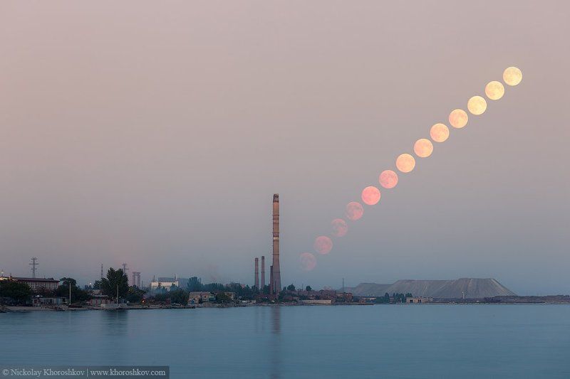 Город, Городской пейзаж, Луна, Пейзаж Многолуниеphoto preview