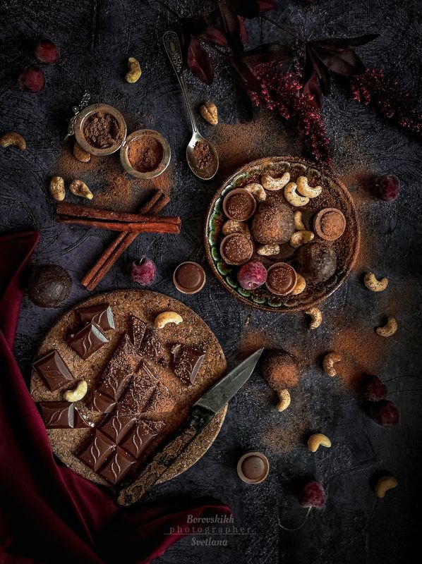 Раскладка, флетлей, Flatley, шоколад, низкий клюд, DarkPhoto, еда, фуд-фото, food photo Шоколадный вкусphoto preview