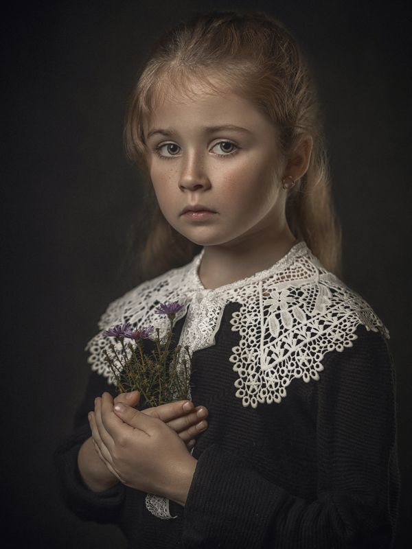 портрет, ребёнок, взгляд, детский портрет, цветы, child, portrait, sight  фото превью