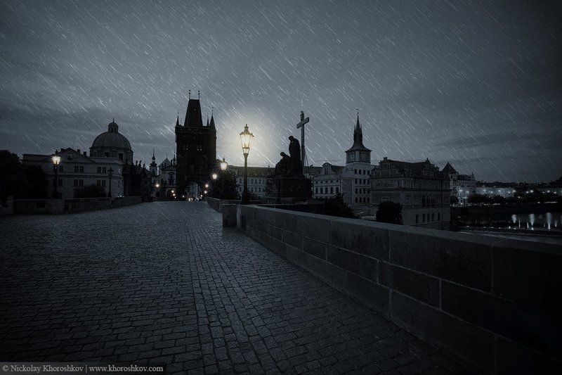 Архитектура, Город, Городской пейзаж, Прага, Чехия Полночь в Прагеphoto preview