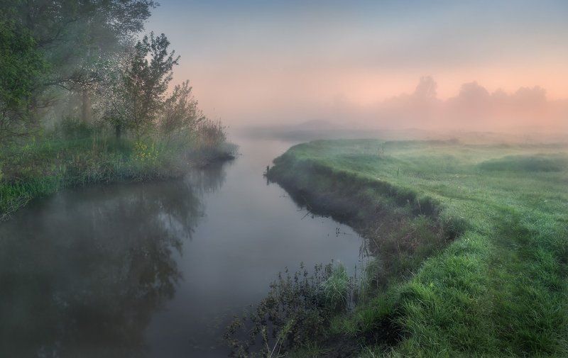 утро, туман, река, роса, рассвет Утро на рекеphoto preview