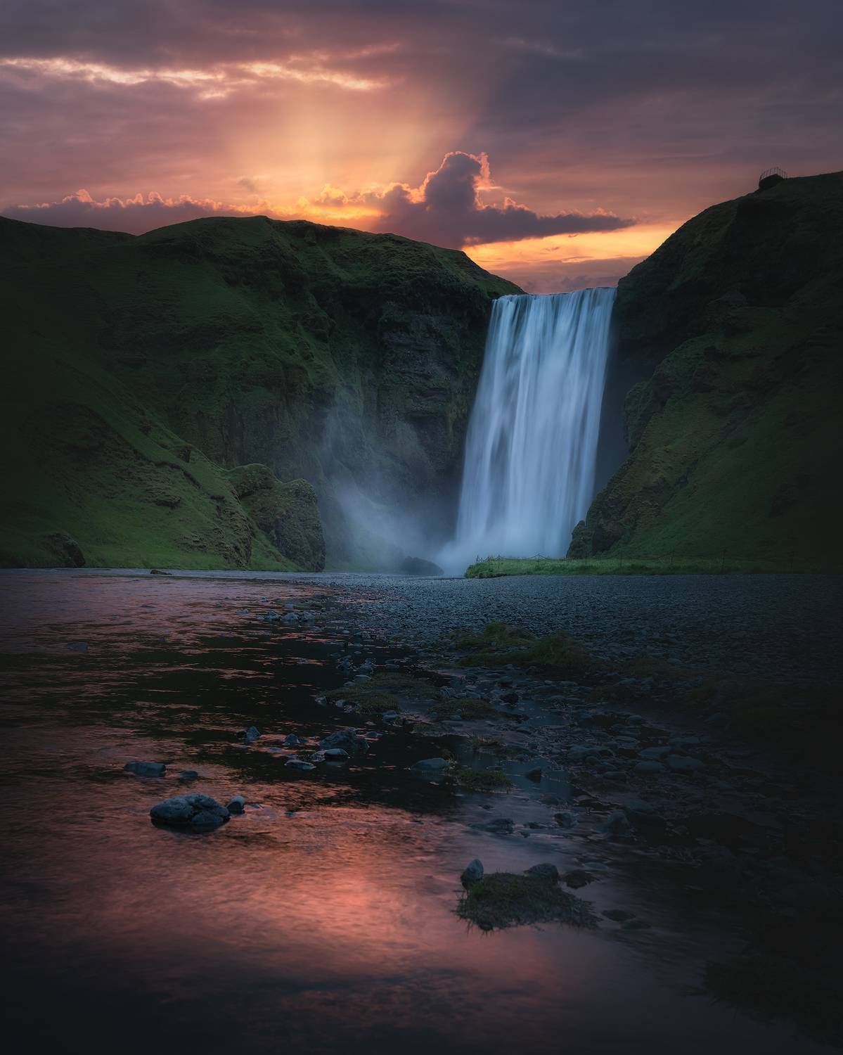 Sk&oacute;gafoss, Iceland, Waterfall, Moody, Daut Remo
