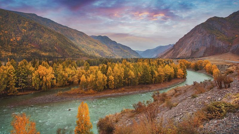 алтай, чуя, река, осень, камни, пейзаж, скалы, горы, природа Мотивы осени. Алтай фото превью