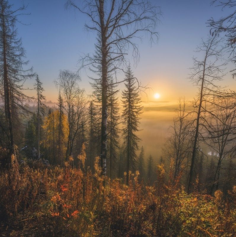 Встречая восход на Усьвинских столбахphoto preview