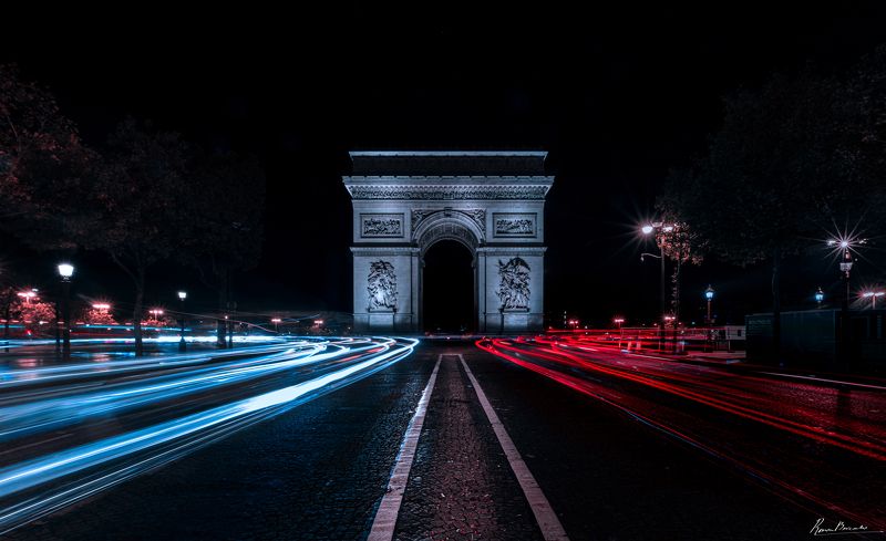 paris, arc de triomphe, city, night, long exposure Arc de Triomphephoto preview