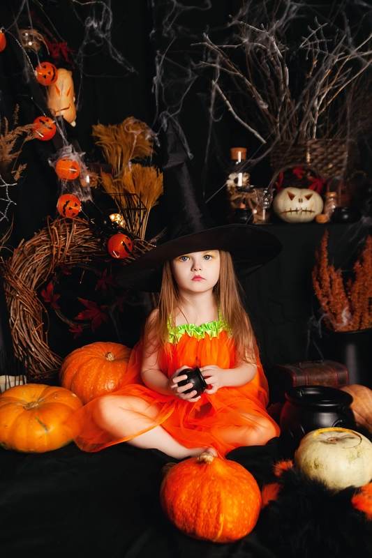 хэллоуин, halloween, портрет, portrait, осень, autumn, children portrait, детский портрет, фотосессия, photoshoot, портрет, студийный портрет, девочка, ведьмочка, студийная фотосессия  фото превью