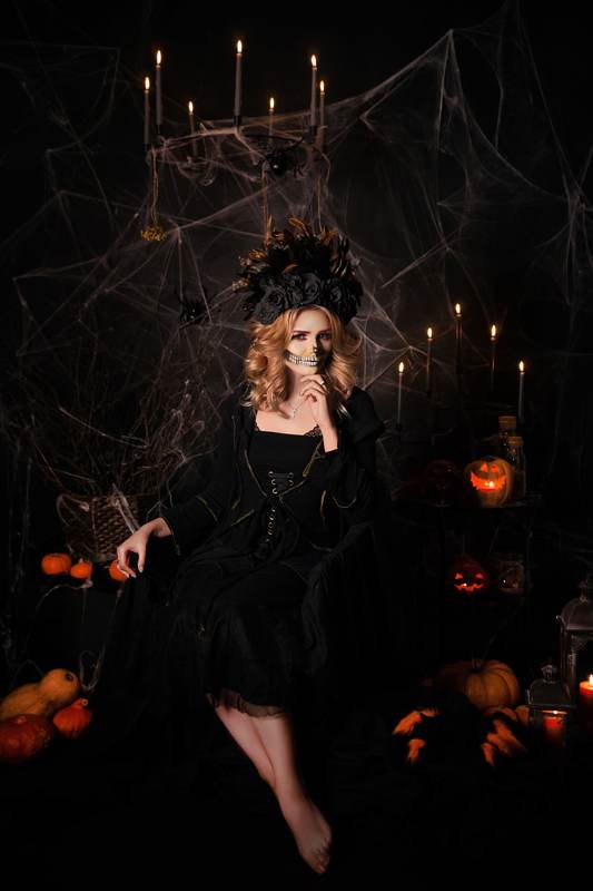 хэллоуин, halloween, портрет, portrait, осень, autumn, female portrait, женский портрет, фотосессия, photoshoot, портрет, студийный портрет, студийная фотосессия, ведьмочка, магия, ведьма  фото превью