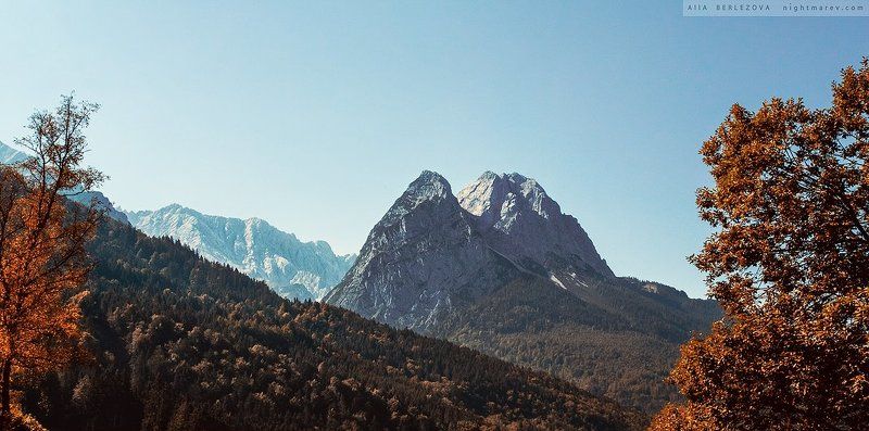 autumn, bavaria, forest, garmisch-partenkirchen, garmisch-partenkirchen area bava, germany, mountain, sky, tree, гармиш-партенкирхен, германия, лес, небо, осень Garmisch-Partenkirchen areaphoto preview