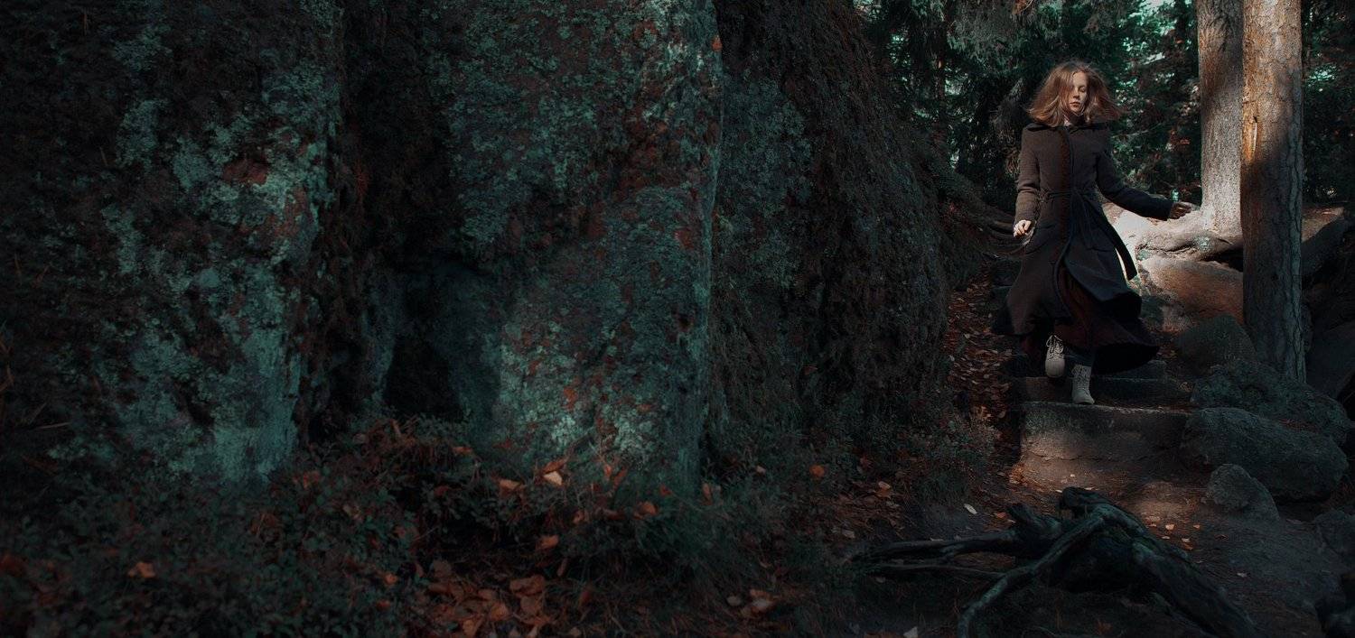 girl, nature, vyborg, rock, forest, autumn, september, fall, Роман Филиппов