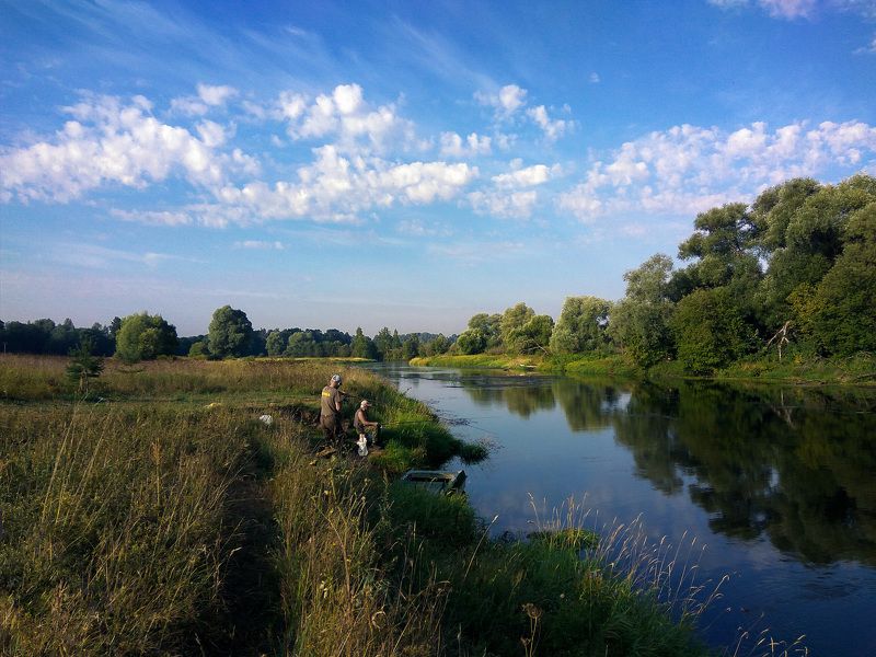 лето,небо,облака. Лето,речка,облака.photo preview