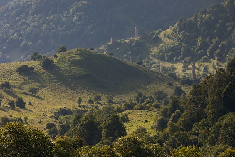 ингушетия, кавказ, башни, рассвет, утро photo preview