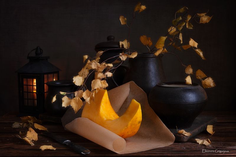 Натюрморт с ломтиком тыквыphoto preview
