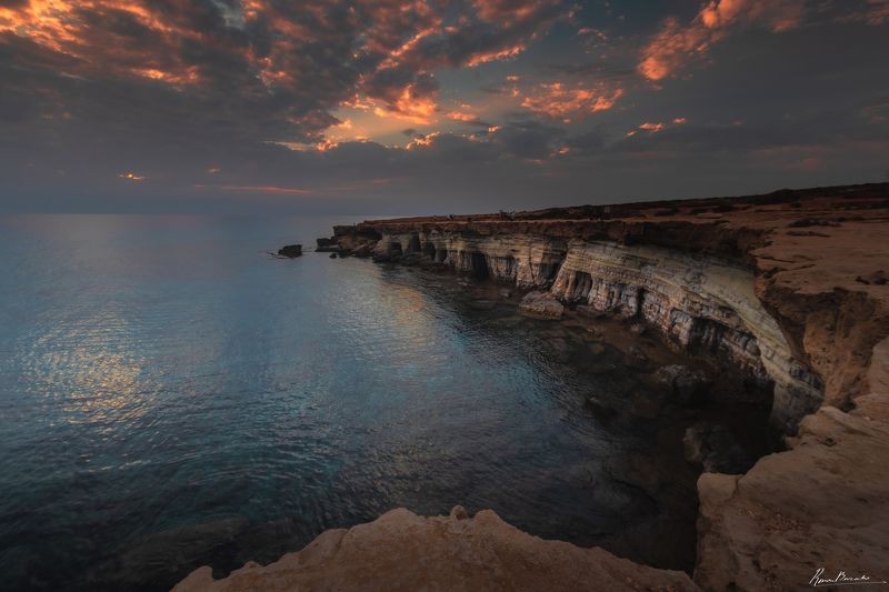 cyprus, sunset, sea, Mediterranean, Кипр, закат, средиземное море, море  Sunset at Cyprus shoresphoto preview