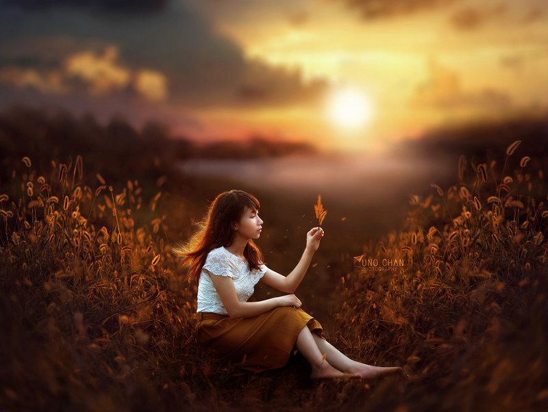 girl, sunset, flower, light, yellow, beautyful Ngoc Anhphoto preview