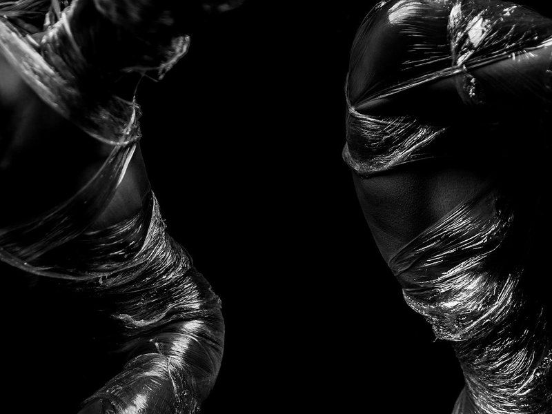 black and white, body, beauty, movement, polyethylene photo preview