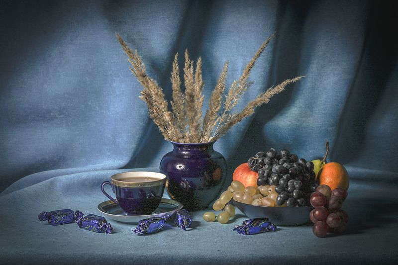 Натюрморт, сухоцветы, фрукты Фрукты и сухоцветыphoto preview