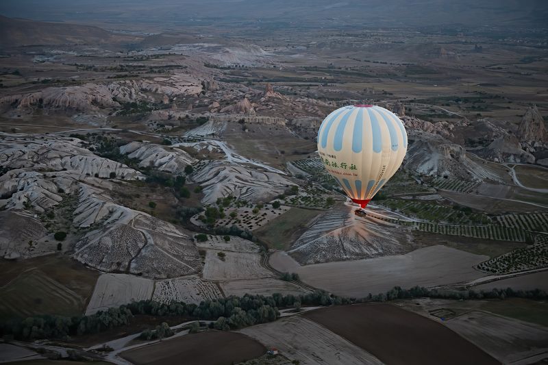 hot air balloon, Turkey, Cappadocia, badlands, travel Flying over Cappadocia, Turkeyphoto preview