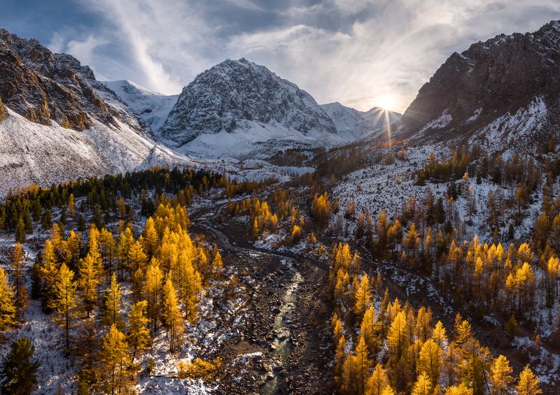 алтай, сибирь, россия, река, снег, осень, горы, природа, пейзаж, закат, altai, siberia, russia, river, snow, autumn, mountains, nature, landscape, sunset Начало зимы в Актруphoto preview