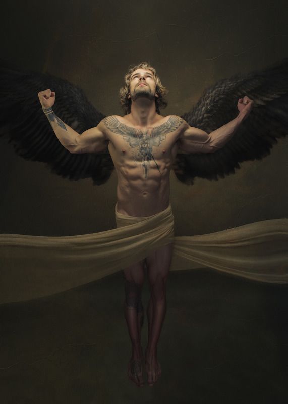 fineart, male, pictural, baroque, canvas, beauty, strength, eliancoman, painterly, dragdefotografie Flight of Icarusphoto preview