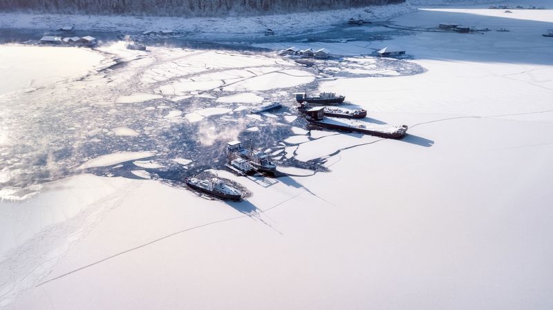 сибирь, хакасия, зима, порт, корабли, siberia, khakassia, winter, port, ships В Сибирском Портуphoto preview