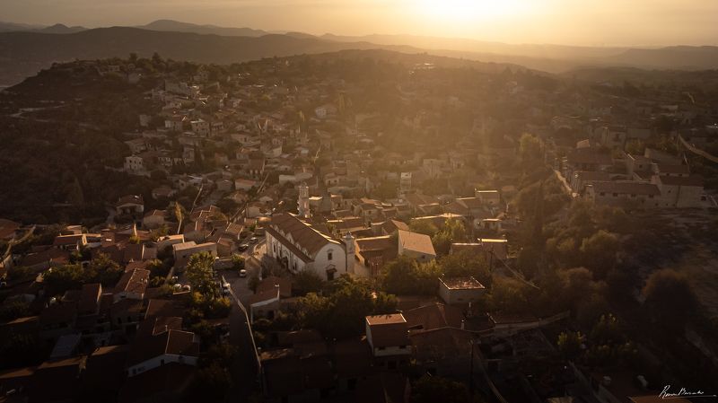 cyprus, lofou, drone, back light, aero, village, landscape Village of Lofou in the morning back light photo preview