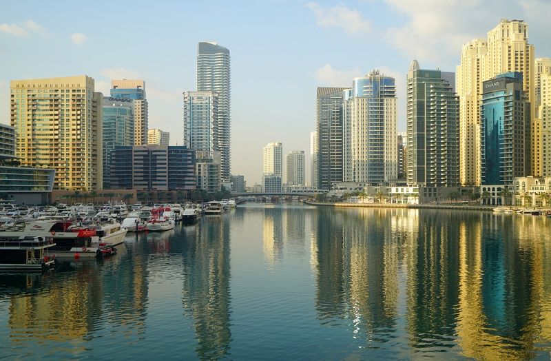 city, skyscraper, bay, architecture, yacht, embankment, building, pond, futurism, concept, megapolis Morningphoto preview