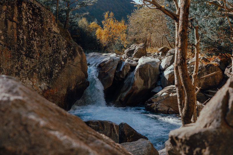 облака, горы, осетия, пейзаж, природа, mountains, ossetia, landscape, forest, nature, river, long exposure, длинная выдержка Осенний Цей.photo preview