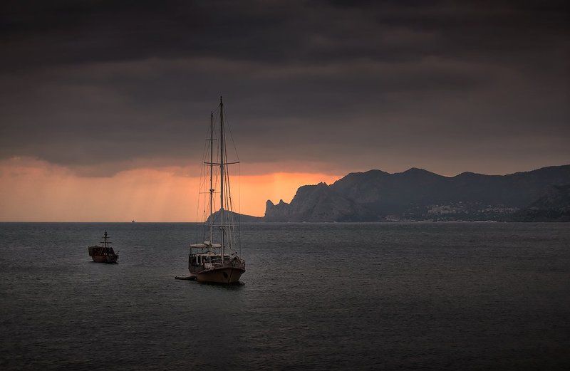 море закат корабль На рейде...photo preview