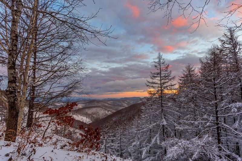 снег, горы, вечер, сихотэ-алинь Вечер после первого снега..photo preview