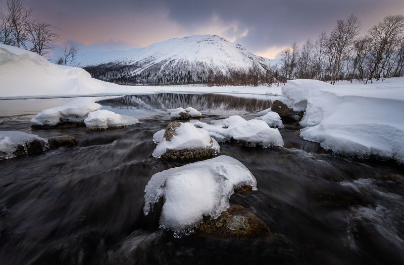 sunrise, mountain, winter Little rocksphoto preview