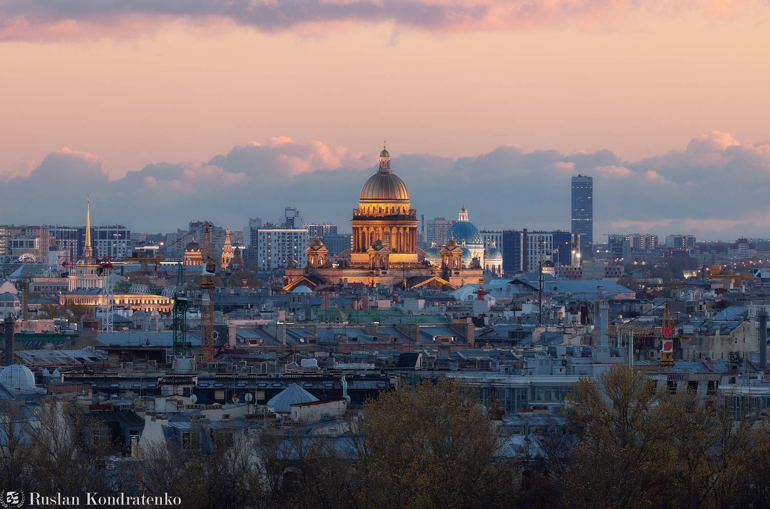 санкт-петербург, закат, исаакиевский собор, прострел, троицкий собор, Кондратенко Руслан