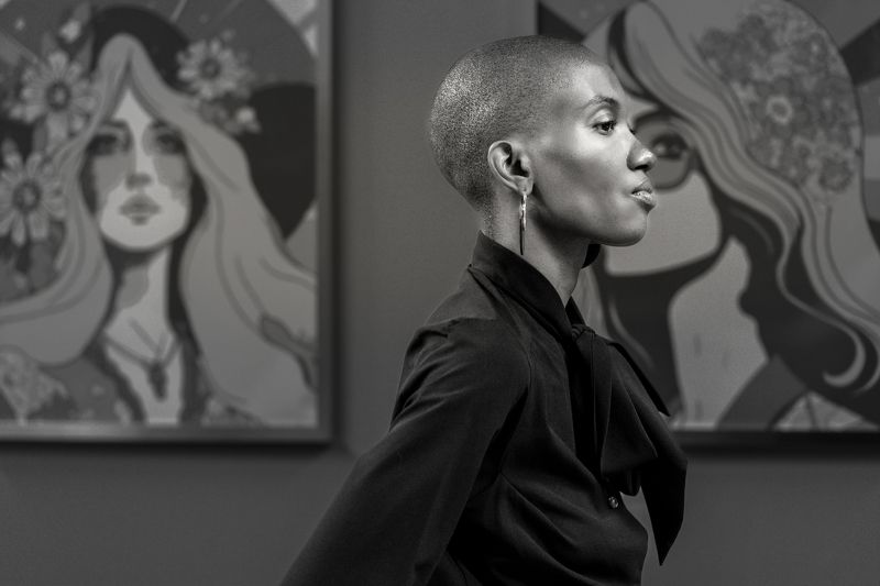 art nouveau, art, black and white, noir et blanc, female, black,  Noir et Blancphoto preview