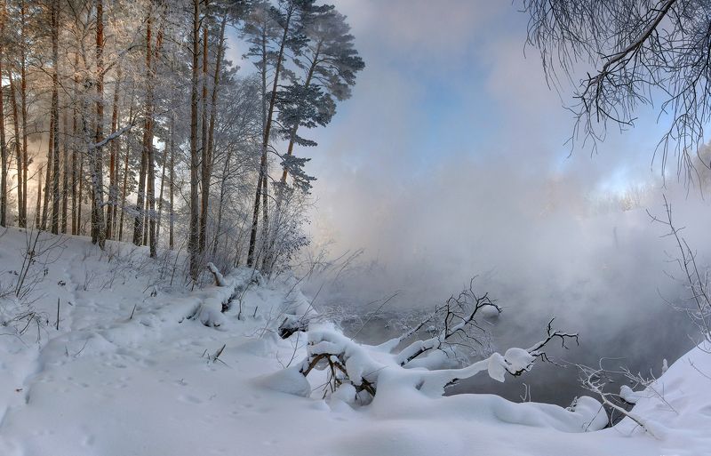 зима, снег, туман, рассвет, утро, свет, лес Зимний рассветphoto preview