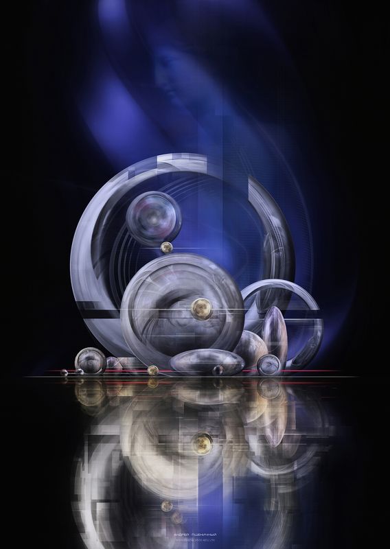 фантастика, будущее, концепт, сферы, скульптура, архитектура, городской пейзаж, ночь, отражение Отражениеphoto preview
