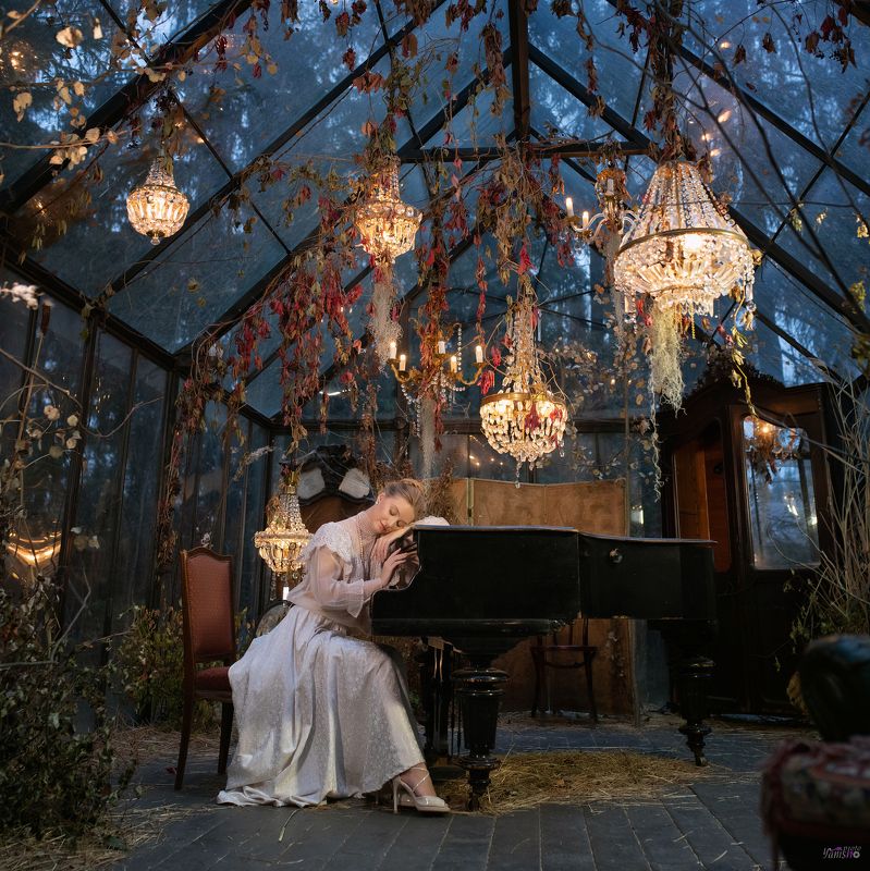 ретро, девушка, портрет, рояль, осень, Тургенев, артфото Юлия фото превью