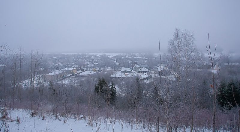 предзимье, туман, изморозь, вид на реку вятку Морозный туманphoto preview