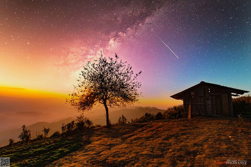 quanphoto, landscape, long_exposure, night, star, milkyway, mountains, tree, house, rural, highland, vietnam Night Skyphoto preview