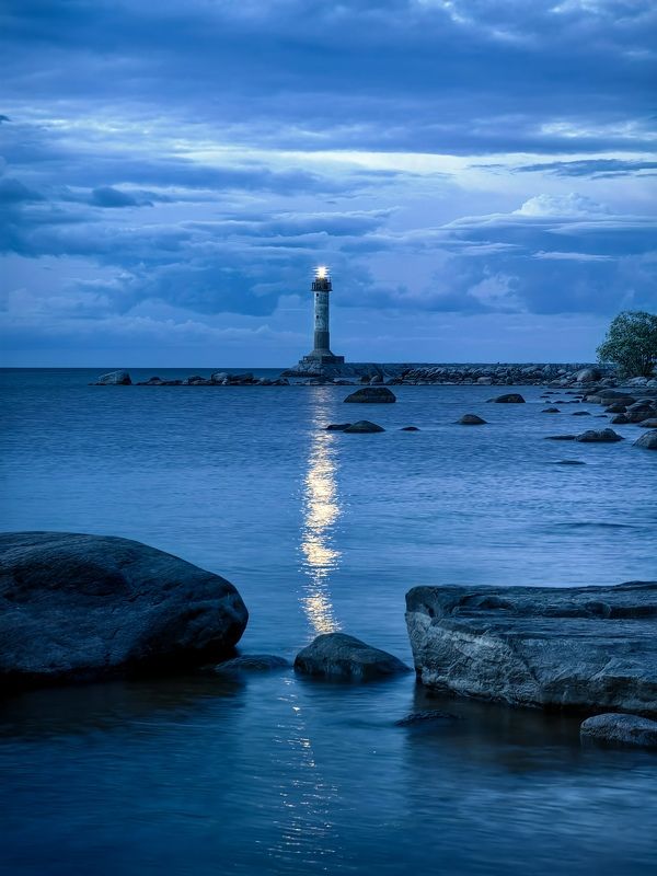 маяк, ночь, луна, пейзаж Маяка лунная дорожкаphoto preview