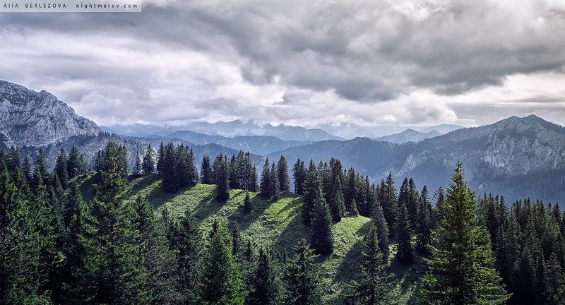 Alps, Clouds, Forest, Germany, Grass, Green, Mountains, Sky, Trees, Альпы, Германия, Горы, Лес, Небо, Облака Füssen areaphoto preview